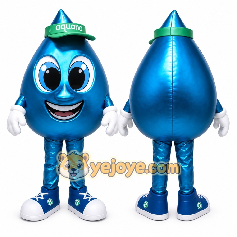 Blue Water Drop Mascot Costume for Corporate Events Blue Water Drop Mascot Costume for Corporate Events
