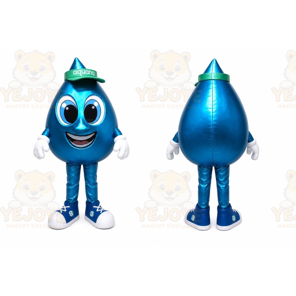 Blue Water Drop Mascot Costume for Corporate Events