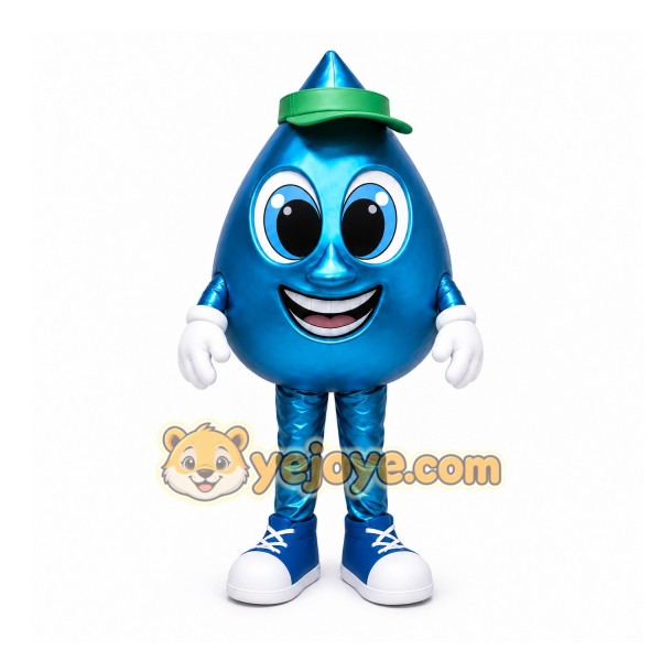 Blue Water Drop Mascot Costume for Corporate Events