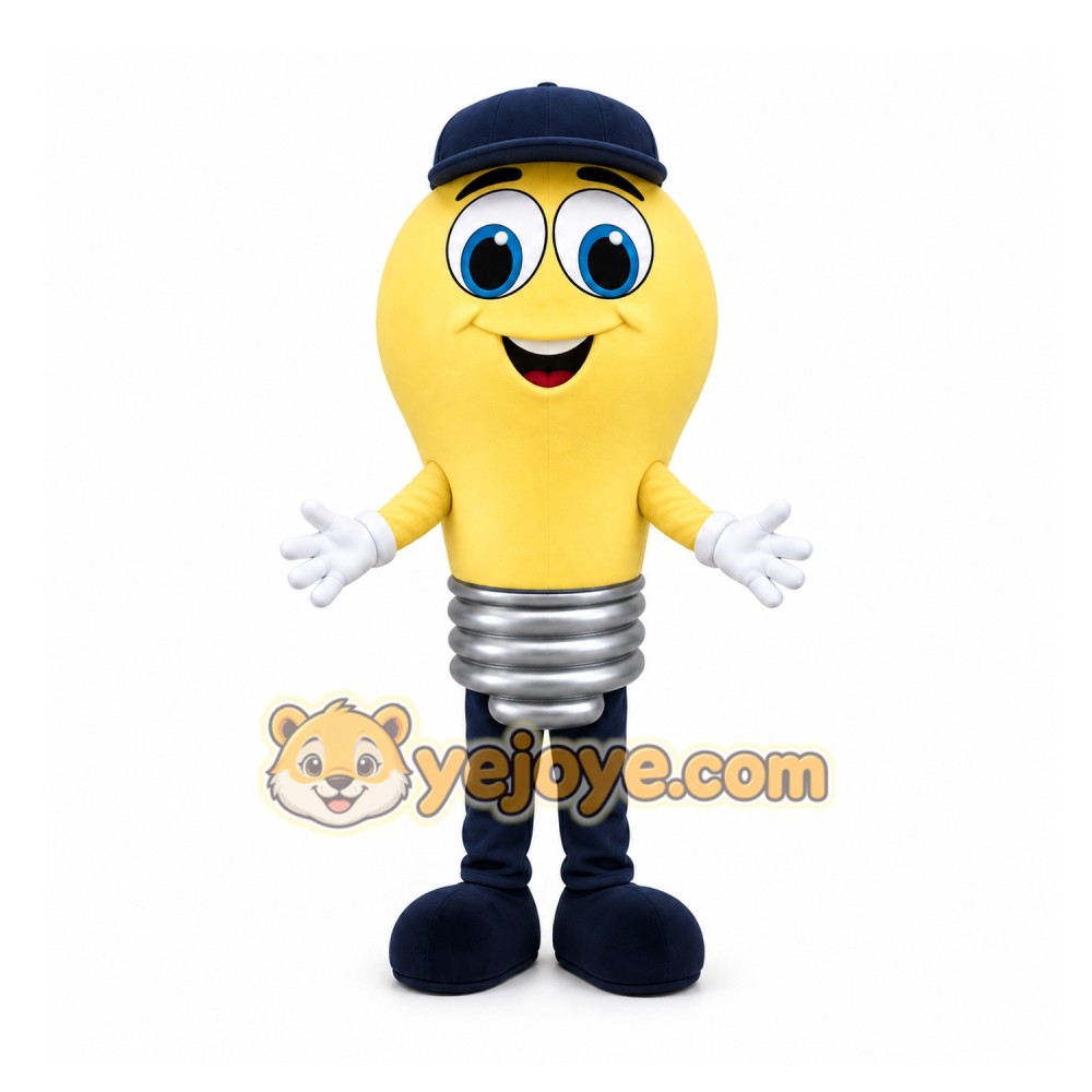 Yellow Light Bulb Mascot Costume for Events and Promotions Yellow Light Bulb Mascot Costume for Events and Promotions