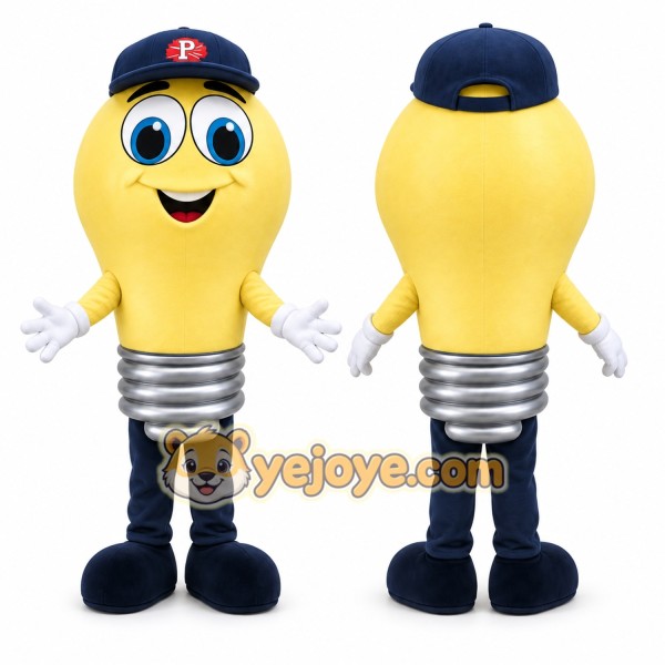 Yellow Light Bulb Mascot Costume for Events and Promotions