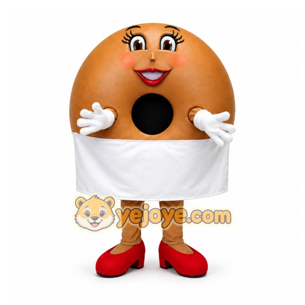 Brown Doughnut Mascot Costume for Restaurant Promotions Brown Doughnut Mascot Costume for Restaurant Promotions