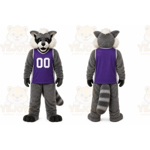 Gray Raccoon Mascot Costume for Sports Events