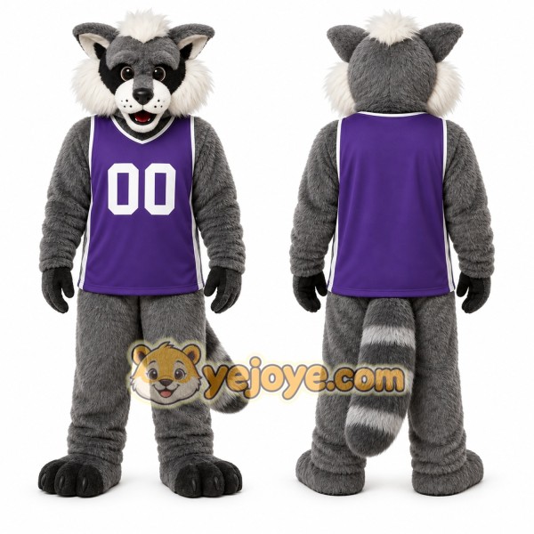 Gray Raccoon Mascot Costume for Sports Events