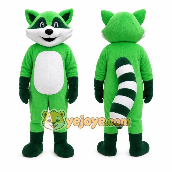 Green Raccoon Mascot Costume for Events and Promotions