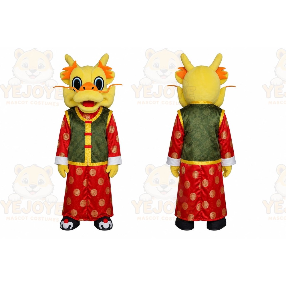 Yellow Dragon Mascot Costume for Holiday Events