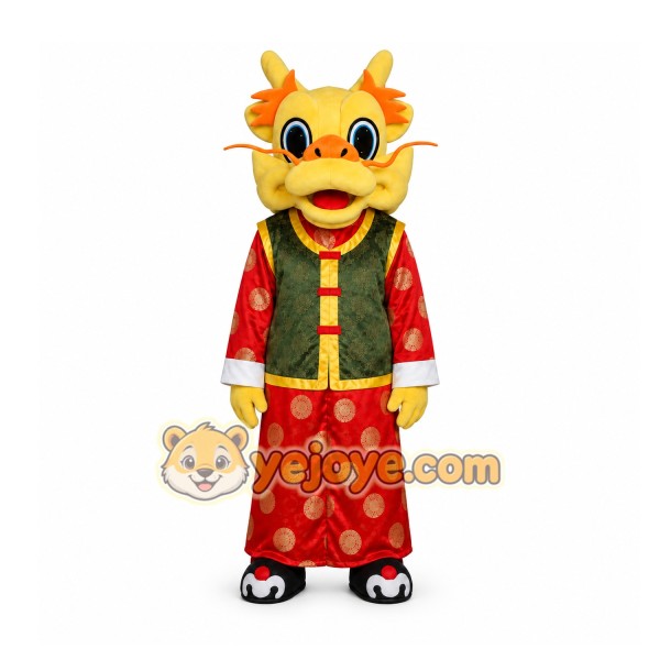 Yellow Dragon Mascot Costume for Holiday Events