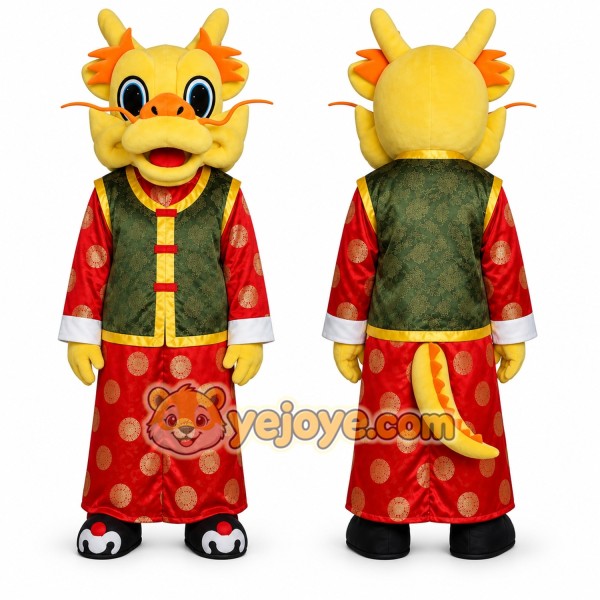 Yellow Dragon Mascot Costume for Holiday Events