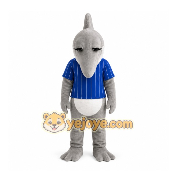 Gray Dolphin Mascot Costume for Sports Events