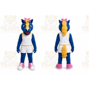 Blue Horse Mascot Costume for School Events