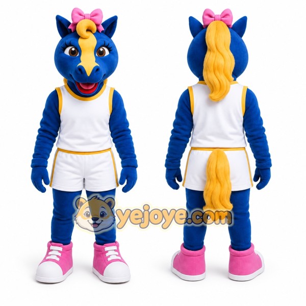 Blue Horse Mascot Costume for School Events