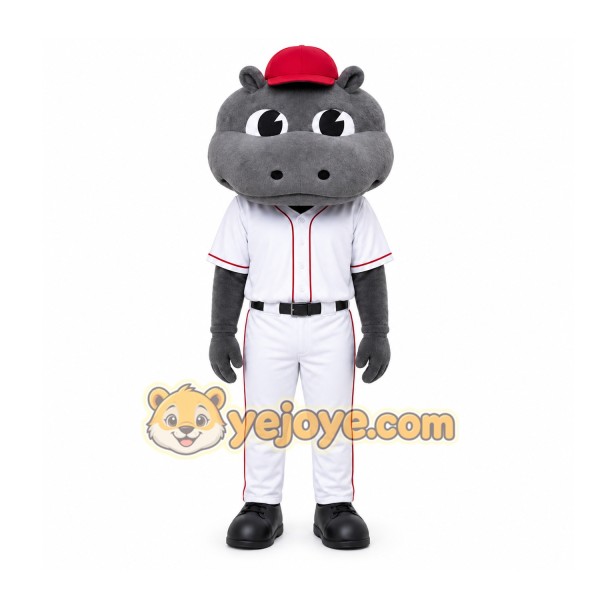 Gray Hippopotamus Mascot Costume for Sports Events