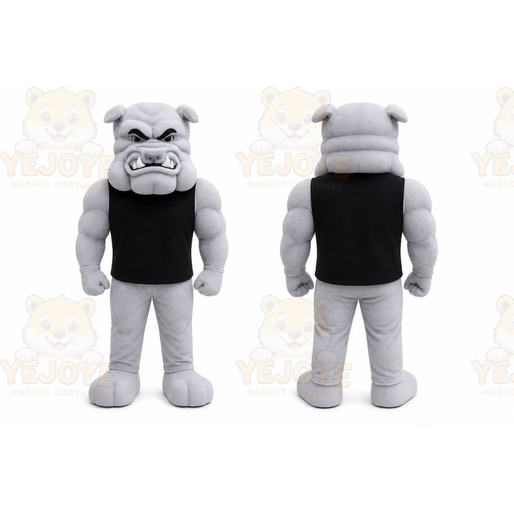 Gray Bulldog Mascot Costume for Sports Events