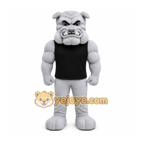 Gray Bulldog Mascot Costume for Sports Events