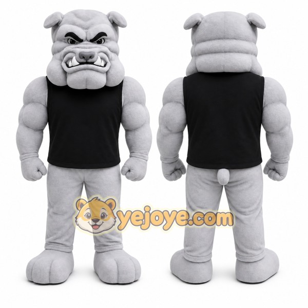 Gray Bulldog Mascot Costume for Sports Events