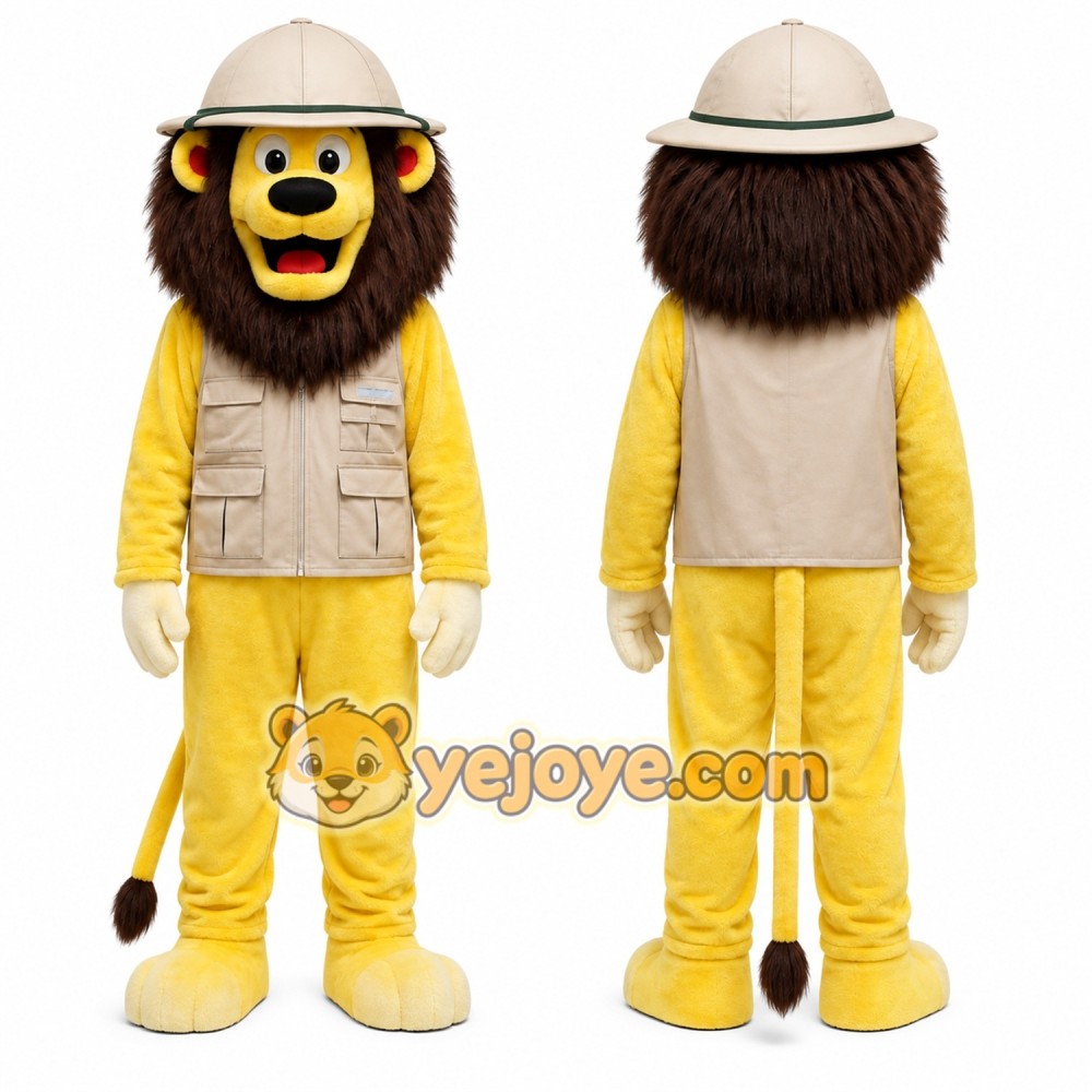 Yellow Lion Mascot Costume for Children's Events
