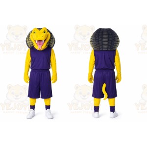 Yellow Cobra Mascot Costume for Sports Events