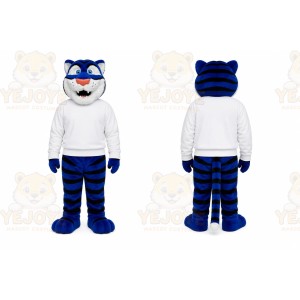 Blue Tiger Mascot Costume for Sports Events