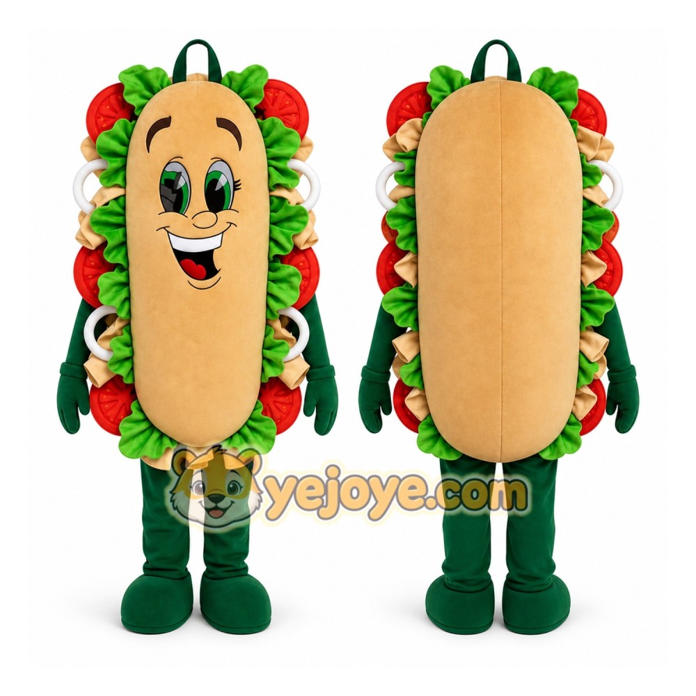 Green Sandwich Mascot Costume for Restaurant Promotions Green Sandwich Mascot Costume for Restaurant Promotions