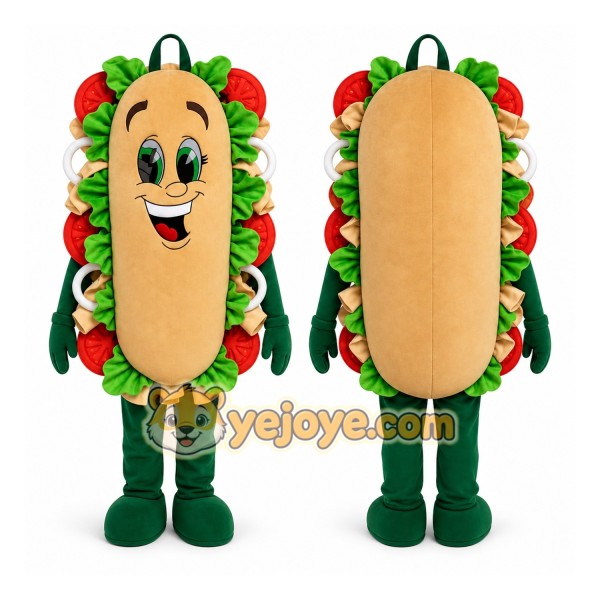 Green Sandwich Mascot Costume for Restaurant Promotions