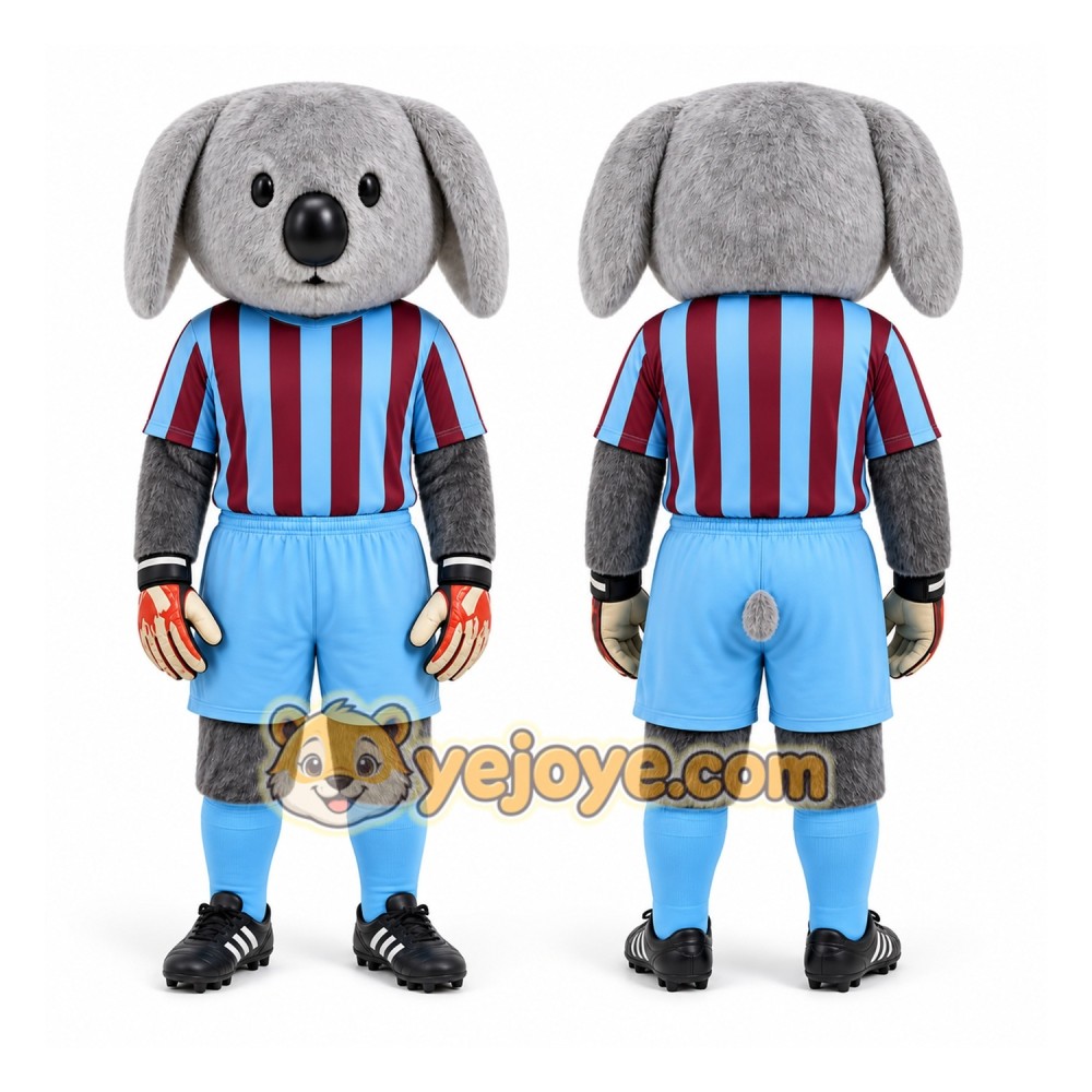 Gray Dog in Sports Outfit Mascot Costume for Events and Promotions Gray Dog in Sports Outfit Mascot Costume for Events and Promotions