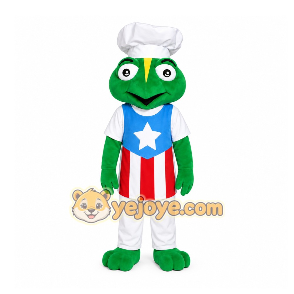 Green Frog Chef Mascot Costume for Restaurant Promotions Green Frog Chef Mascot Costume for Restaurant Promotions