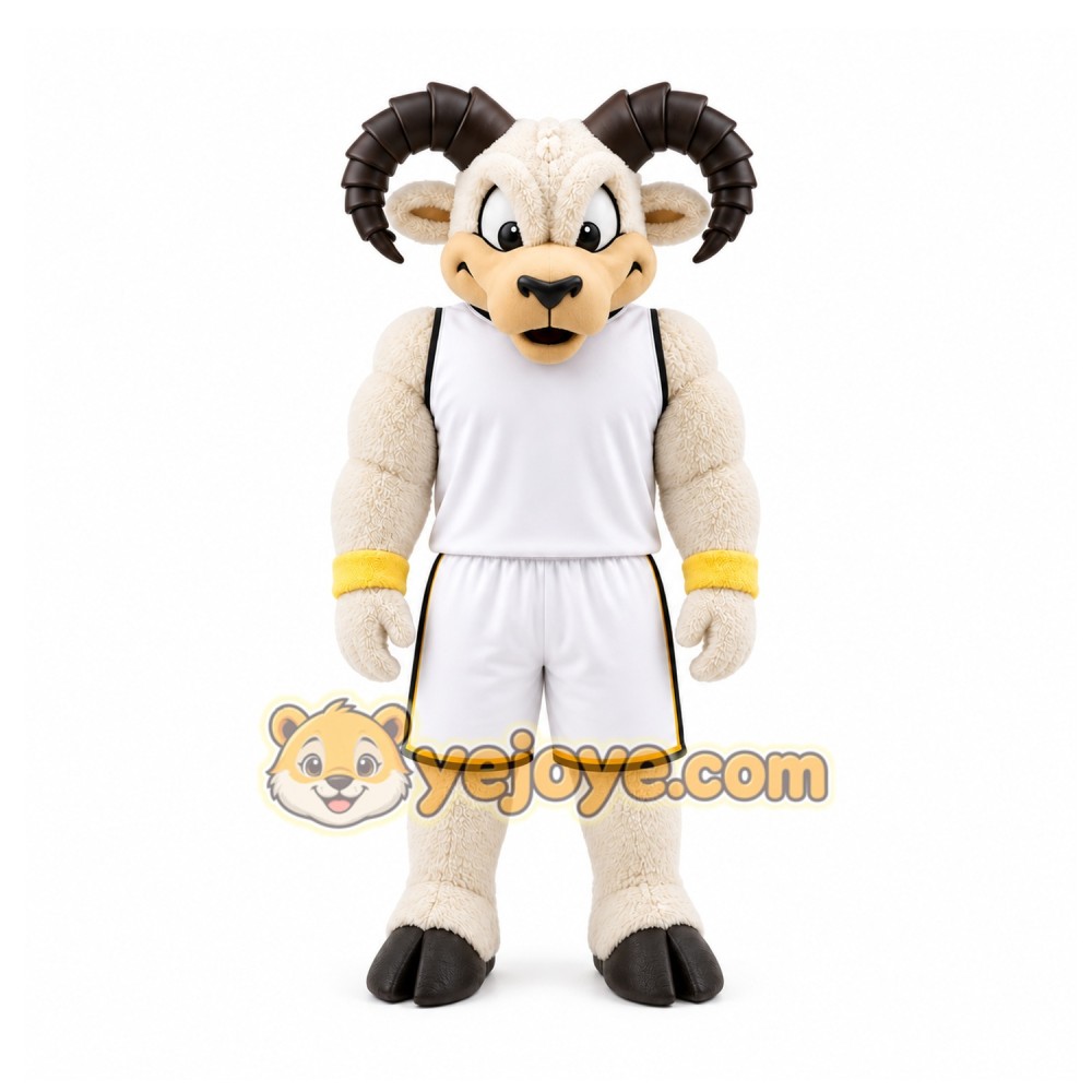 White Ram Mascot Costume for Sports Events