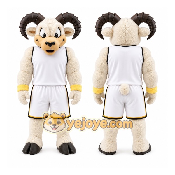White Ram Mascot Costume for Sports Events