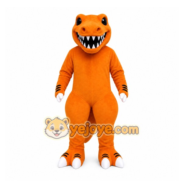 Orange Dinosaur Mascot Costume for Children's Events