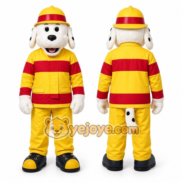 Yellow Firefighter Dog Mascot Costume for Children's Events