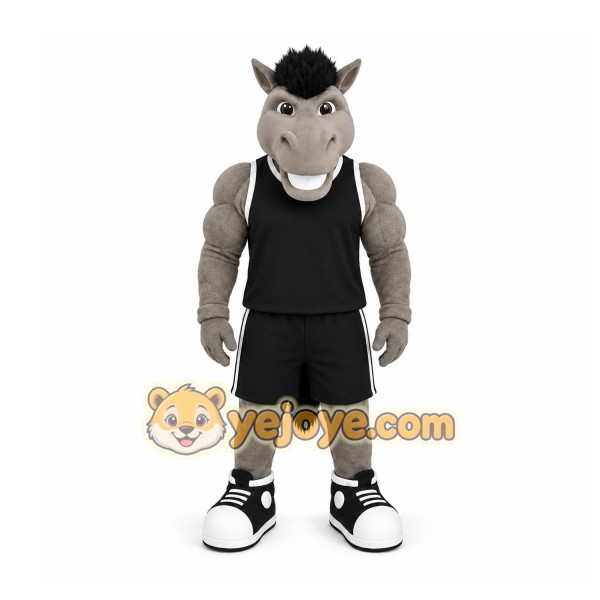 Gray Horse Mascot Costume for Sports Events