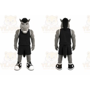 Gray Horse Mascot Costume for Sports Events