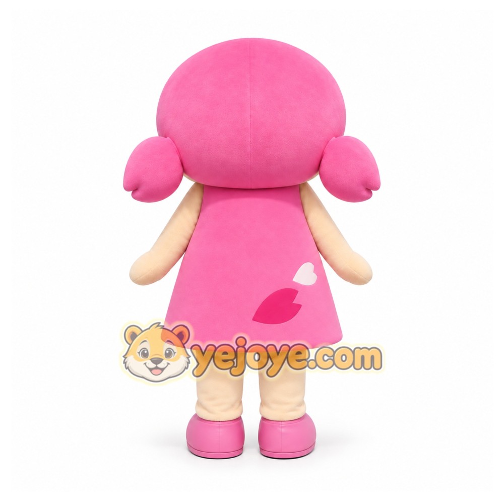Pink Girl Mascot Costume for Children's Events Pink Girl Mascot Costume for Children's Events