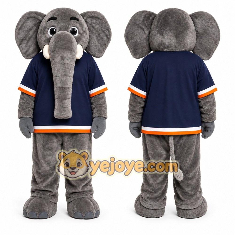 Gray Elephant Mascot Costume for Sports Events