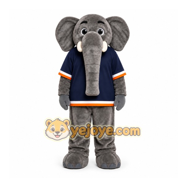 Gray Elephant Mascot Costume for Sports Events