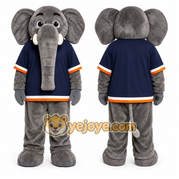 Gray Elephant Mascot Costume for Sports Events