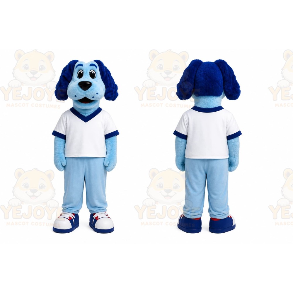 Blue Dog Mascot Costume for Sports Events