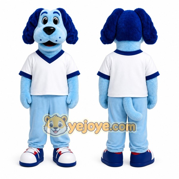 Blue Dog Mascot Costume for Sports Events