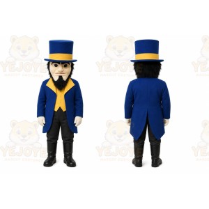 Blue Man With Top Hat Mascot Costume for Events and Promotions