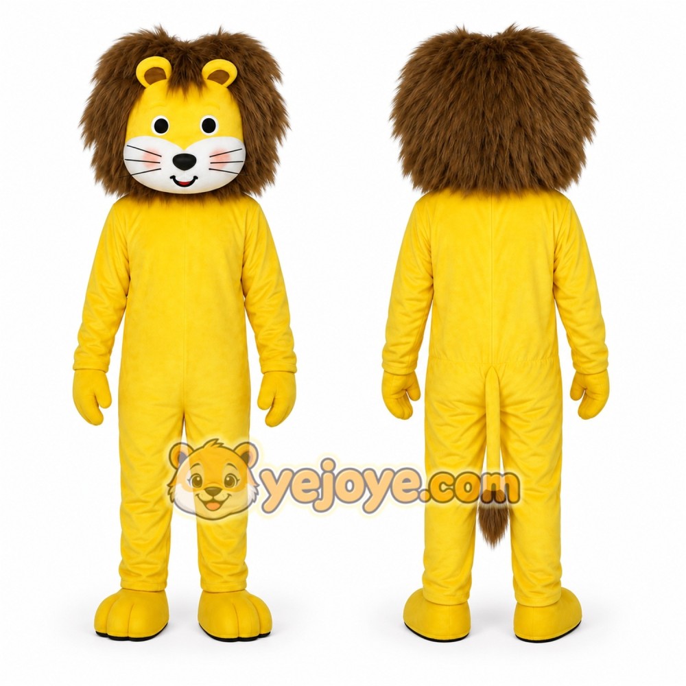 Yellow Lion Mascot Costume for Children's Events