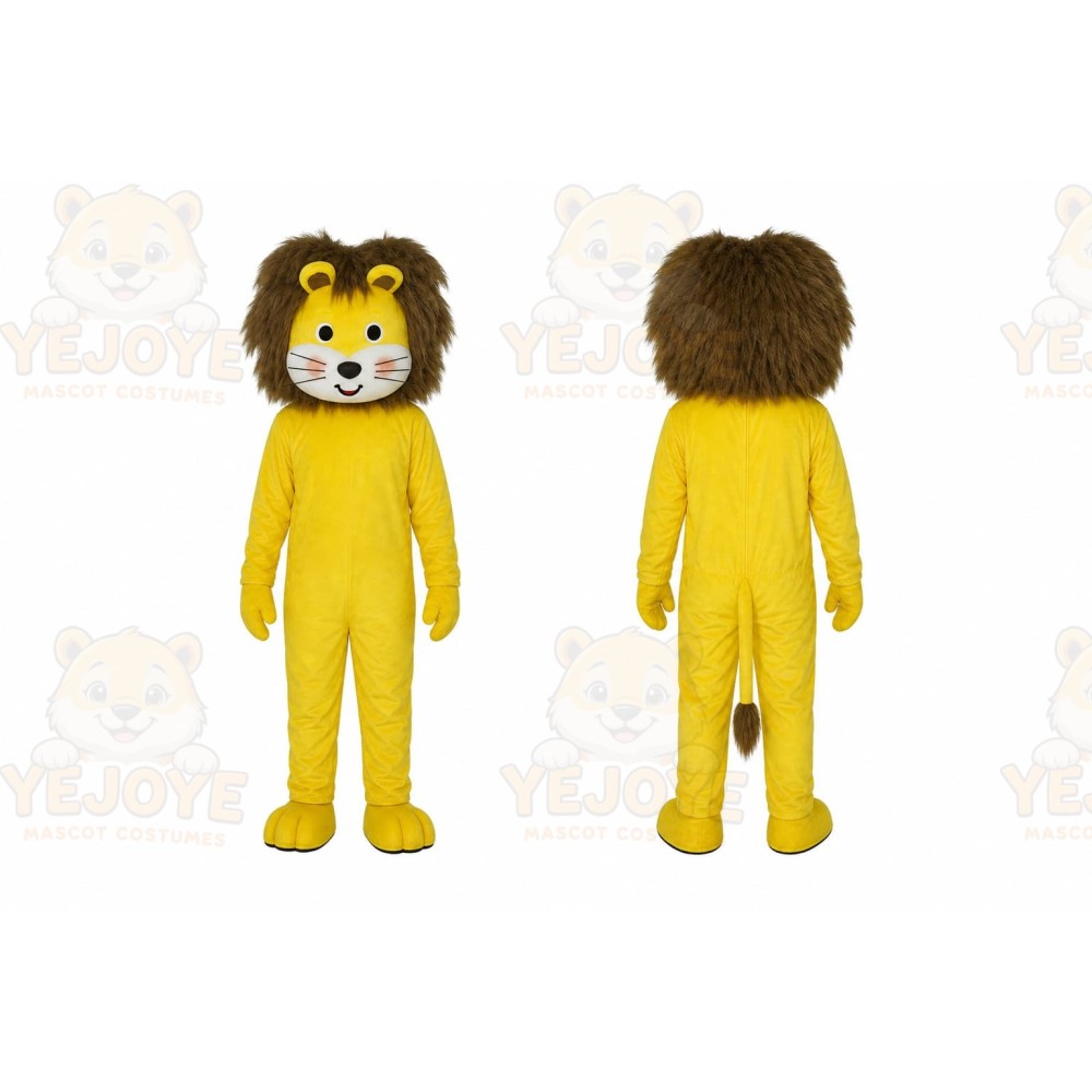 Yellow Lion Mascot Costume for Children's Events