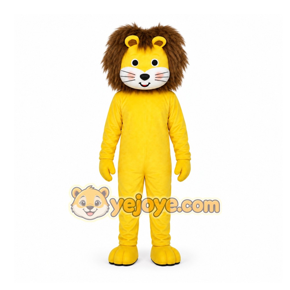 Yellow Lion Mascot Costume for Children's Events