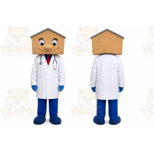 Tan House Head Doctor Mascot Costume for Corporate Events