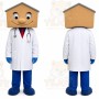 Tan House Head Doctor Mascot Costume for Corporate Events