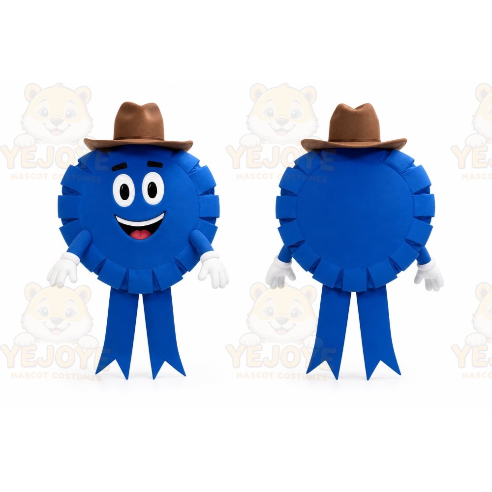 Blue Award Ribbon Mascot Costume for Events and Promotions
