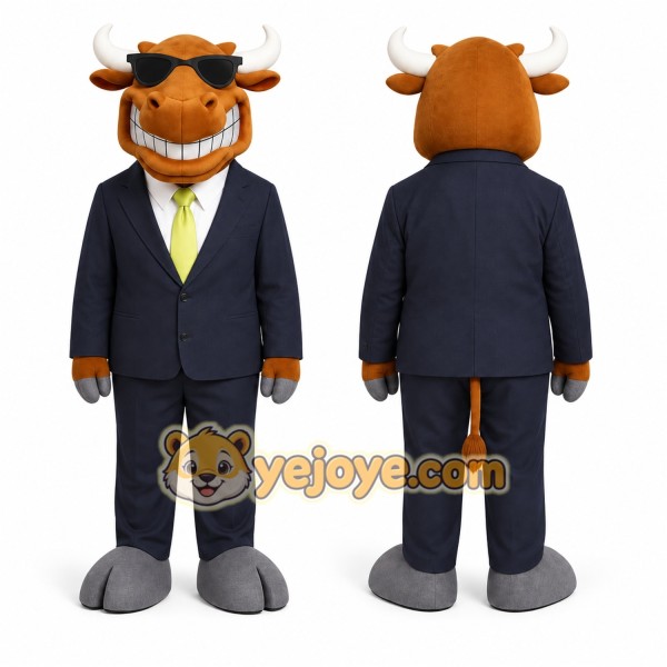 Brown Bull Mascot Costume for Corporate Events