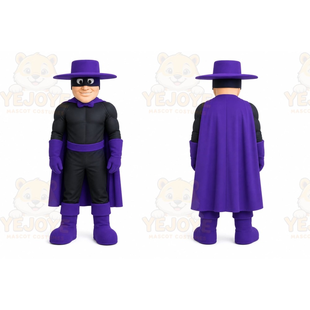 Purple Masked Hero Mascot Costume for Events and Promotions
