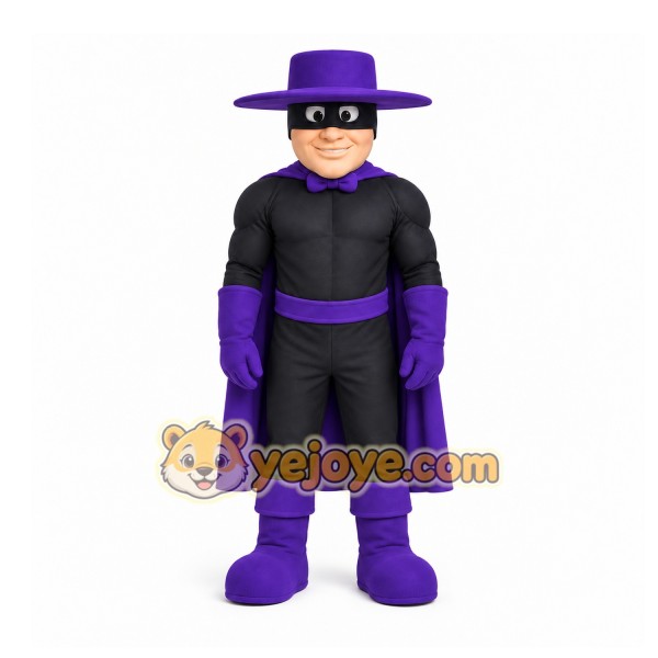 Purple Masked Hero Mascot Costume for Events and Promotions