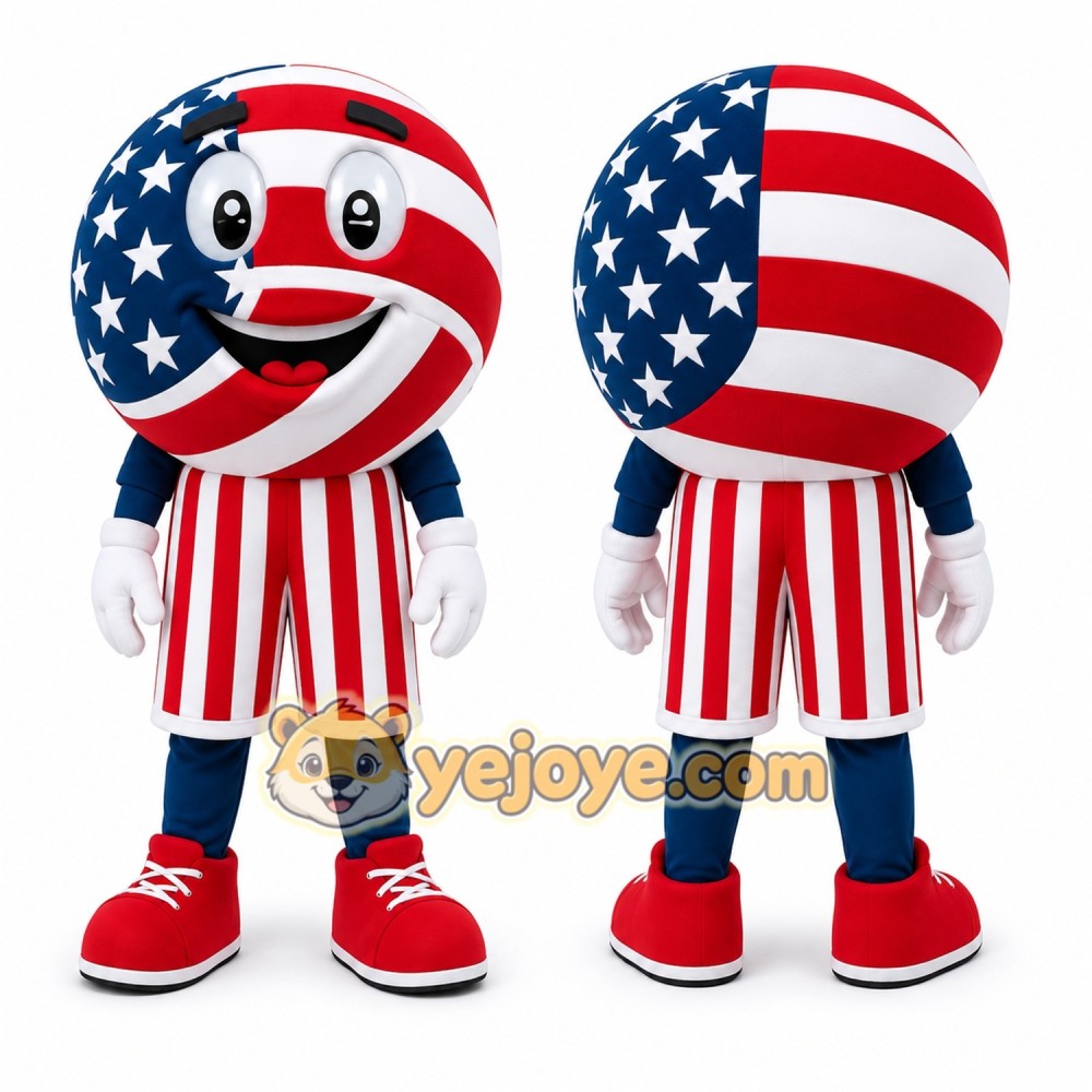 Red Round Patriotic Mascot Costume for Holiday Events