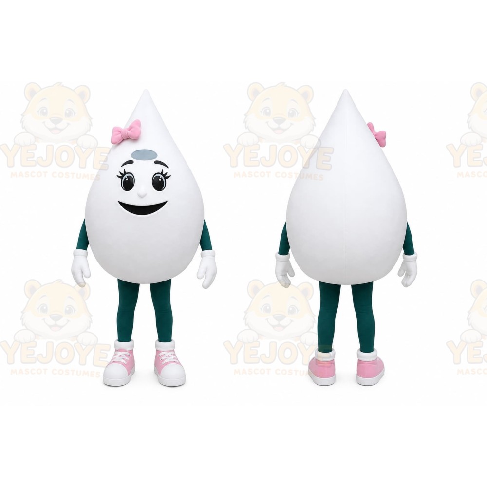 White Water Drop Mascot Costume for Events and Promotions